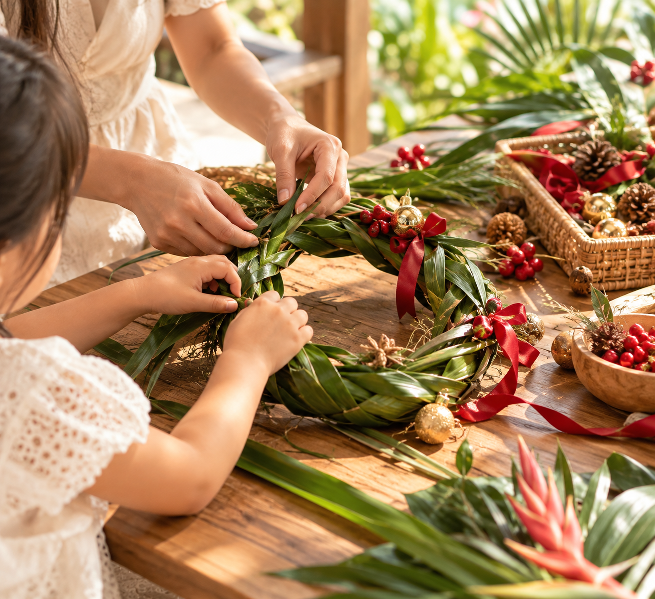 Tropical Christmas Wreath Making